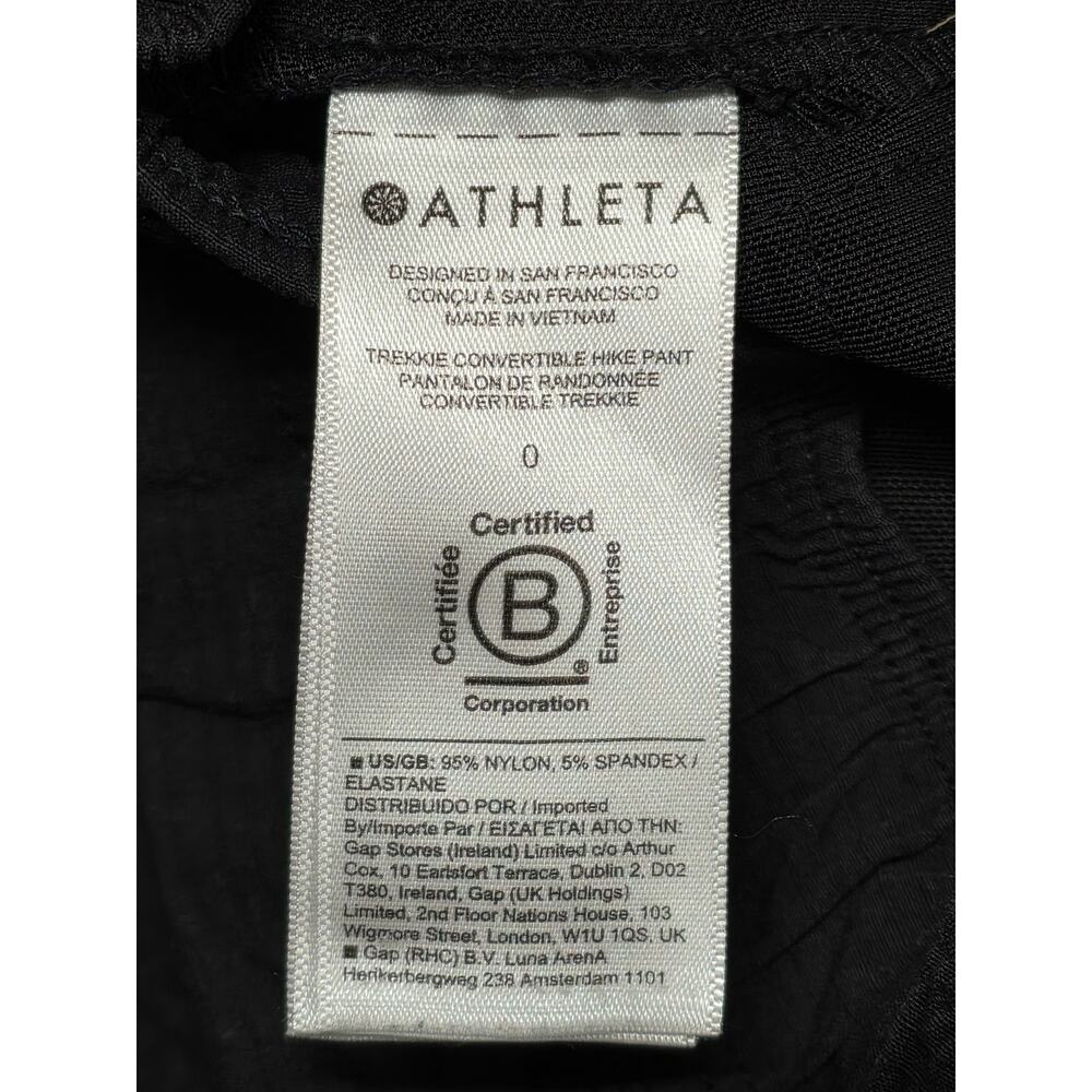 Athleta Trekkie Convertible Hike Pant Women 0 Black Nylon Stretch Ripstop Climb - Picture 4 of 13